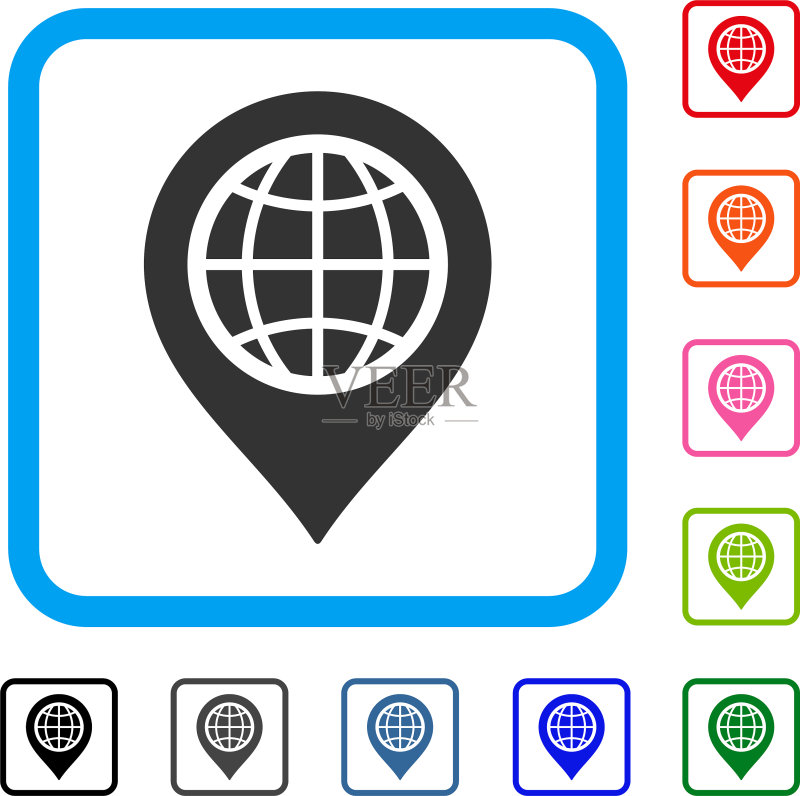 地球地图标记框架图标图标素材