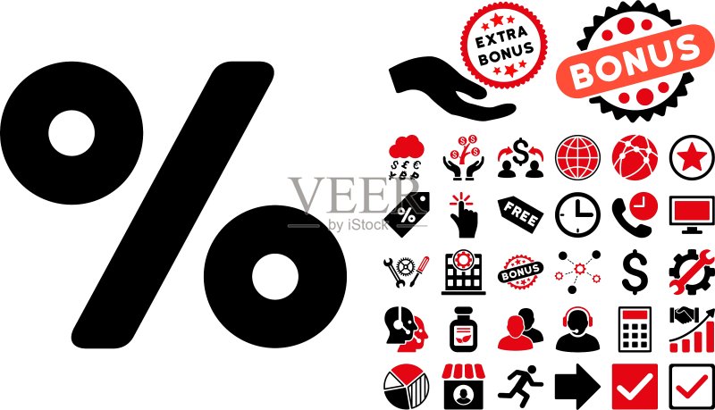 百分比扁平风格图标,含赠品图标素材