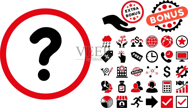 问号扁平图标,带赠品图标素材