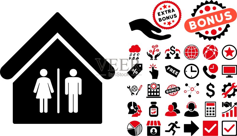 带赠品的厕所建筑扁平图标图标素材