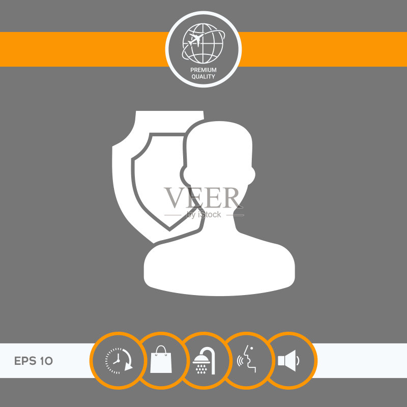 带有用户图标的保险盾牌图标素材
