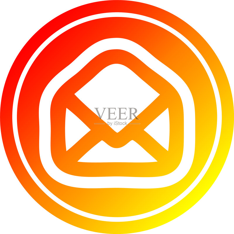 热门渐变光谱中的信封圆形信件图标素材