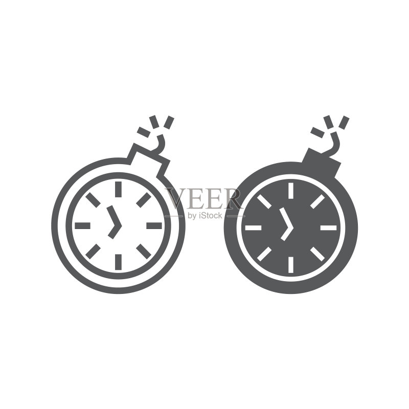 最终期限线性图标,时间和时钟图标素材