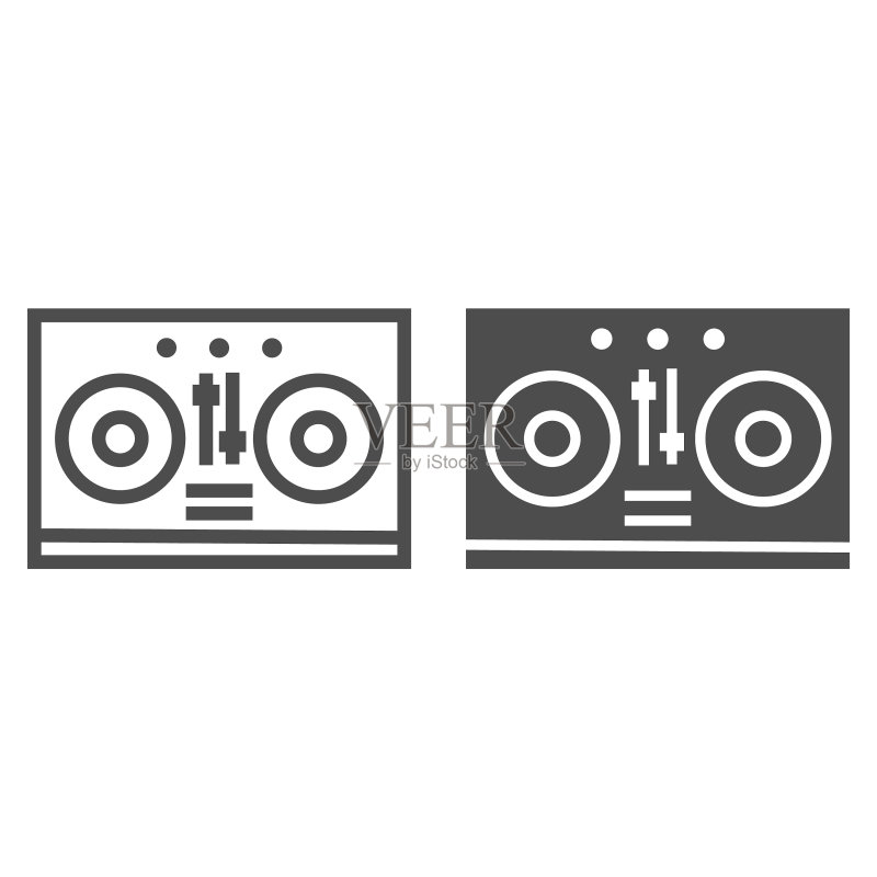 DJ混音器线性图标图标素材