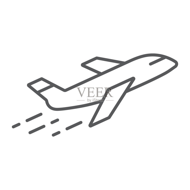 飞机细线条图标:航空与旅行图标素材