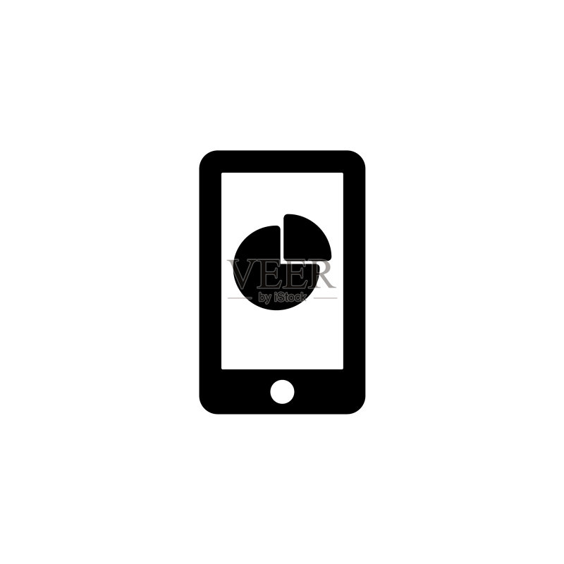 带有商业图表的智能手机Web线条图标图标素材