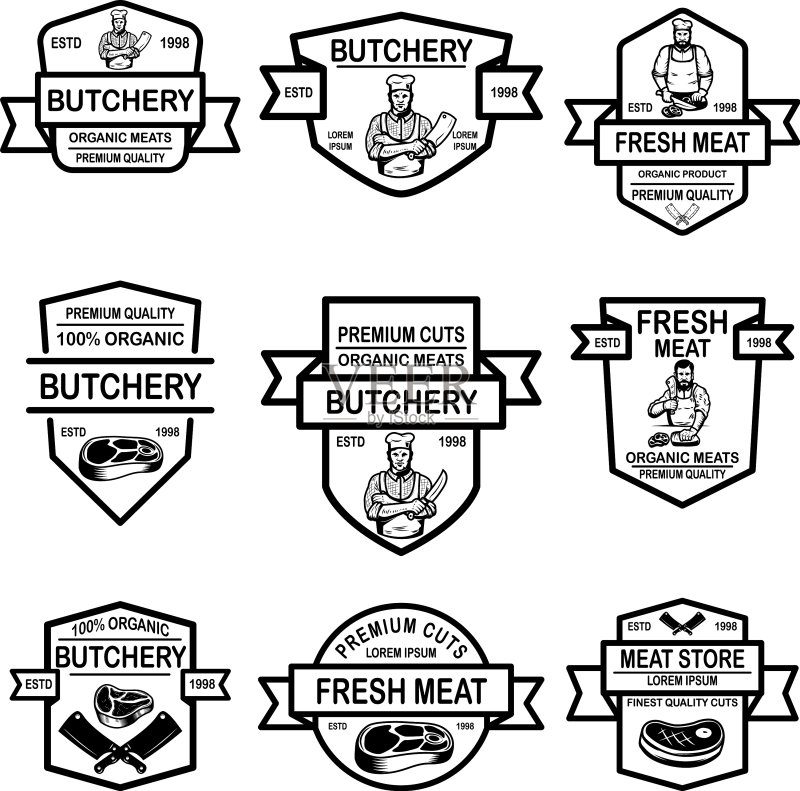 肉店标签Logo设计元素图标素材
