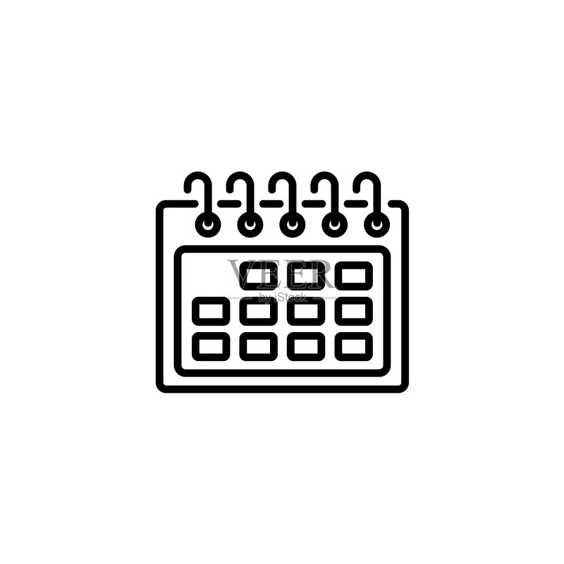 白色背景上的日历Web线条图标图标素材