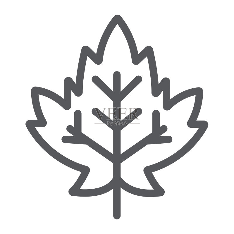 枫叶线条图标,秋季自然图标素材