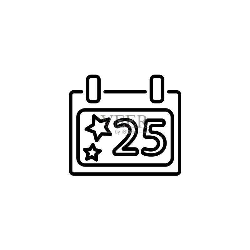 Web线条图标日历圣诞节12月25日图标素材