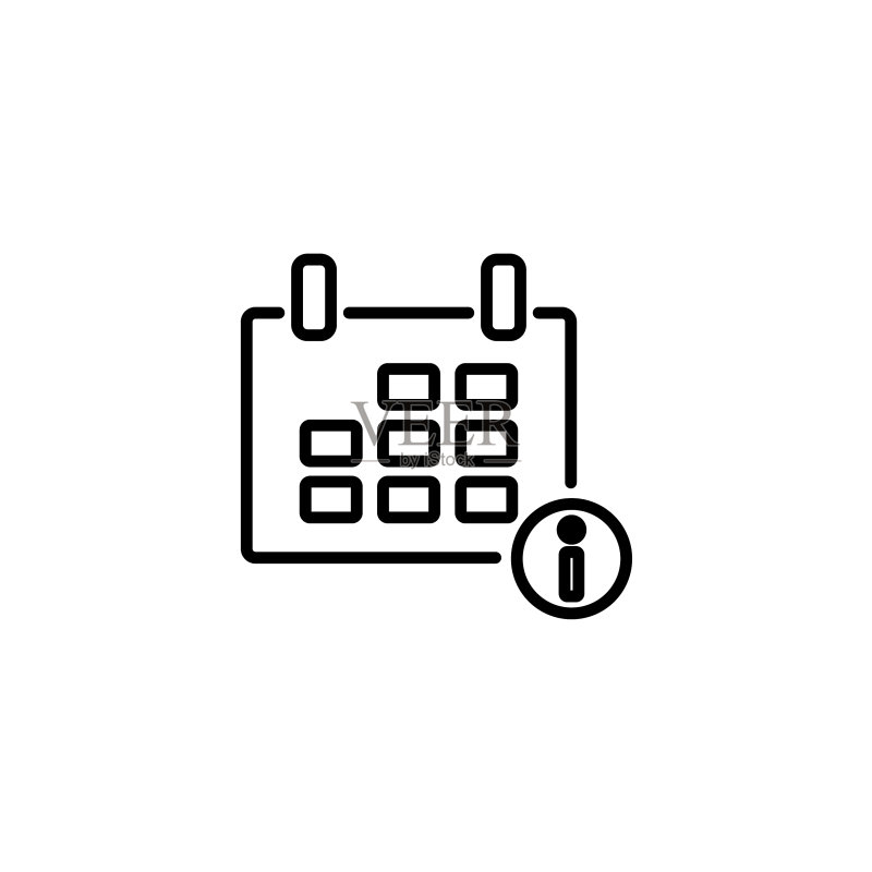 白色背景上的日历Web线条图标图标素材