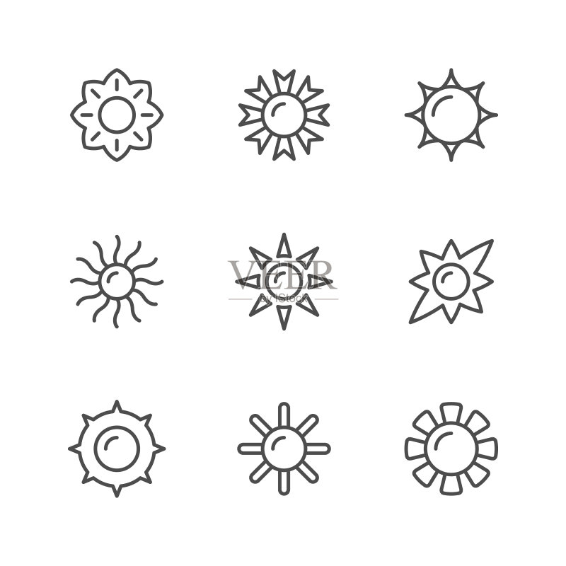 太阳线性图标合集图标素材