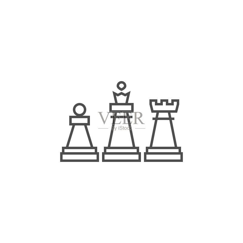 国际象棋相关细线图标图标素材