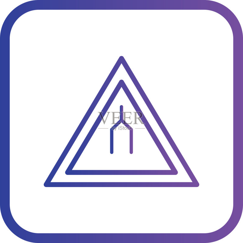双车道结束路标图标素材