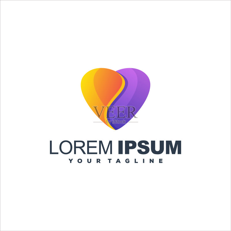 精美的心形渐变Logo设计图标素材