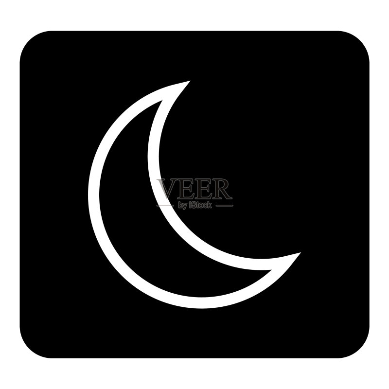 黑色背景上的白色月亮睡眠图标图标素材
