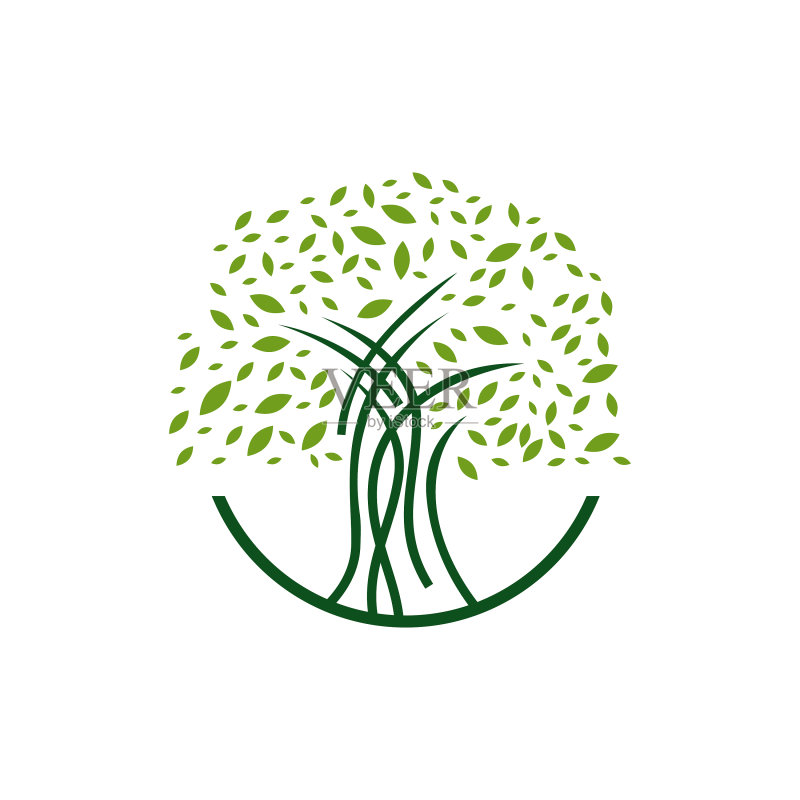 彩色树形logo设计图标素材