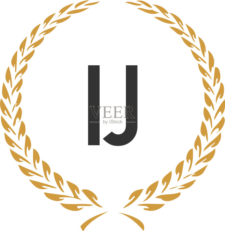 字母IJ小麦奢华简约标志图标素材