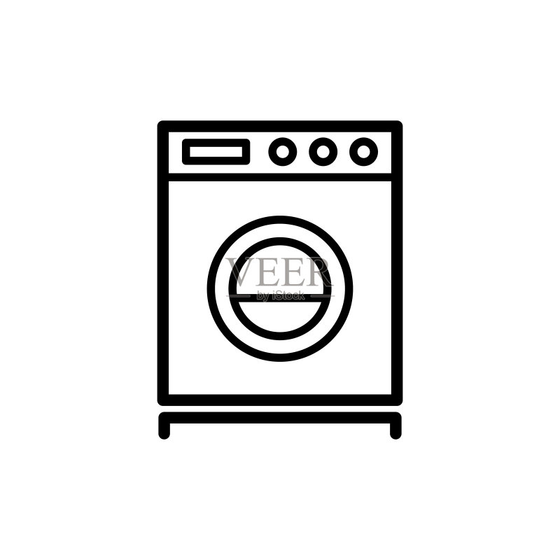 洗衣机图标扁平矢量模板设计图标素材