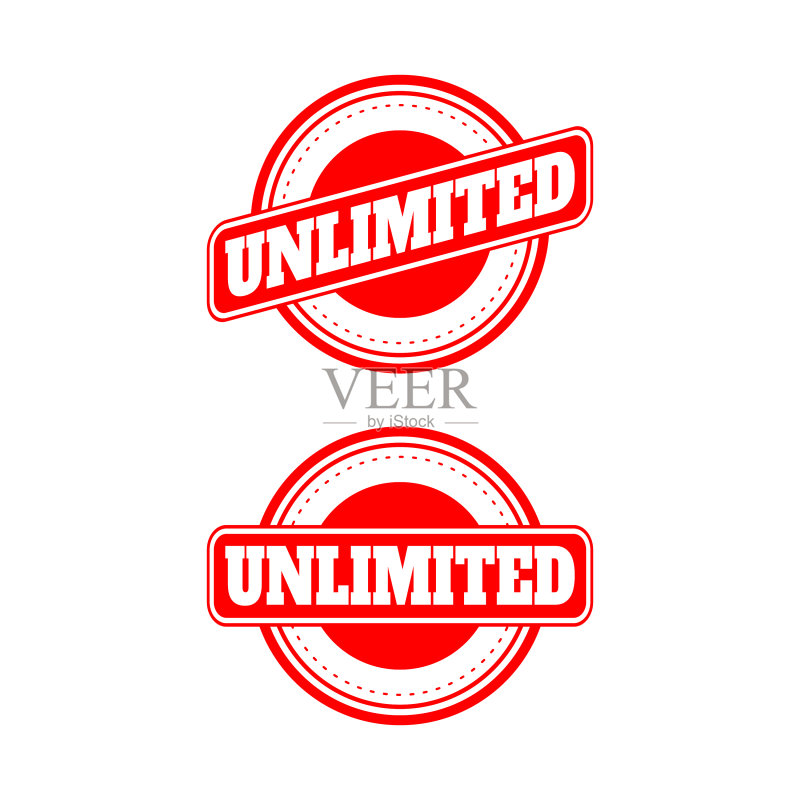 字母unlimited红色橡皮图章设计图标素材