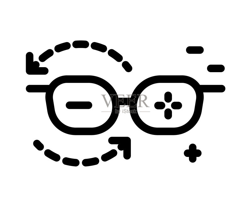 正负镜片眼镜图标素材
