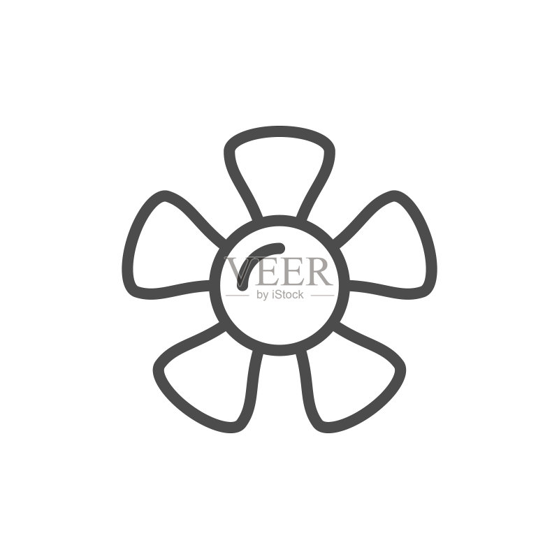 风扇线条轮廓图标和风力设备图标素材