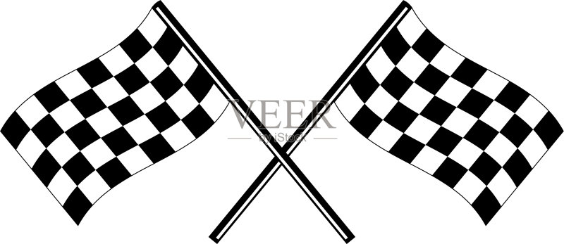 带有棋盘图案设计的赛车旗帜元素图标素材