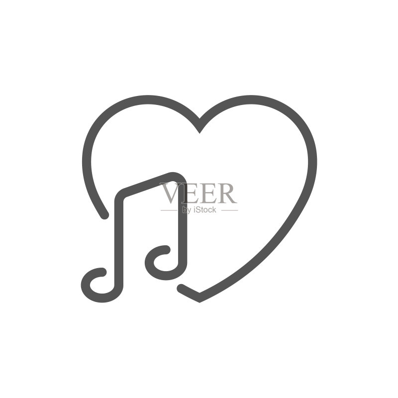 带音符的爱心扁平图标图标素材
