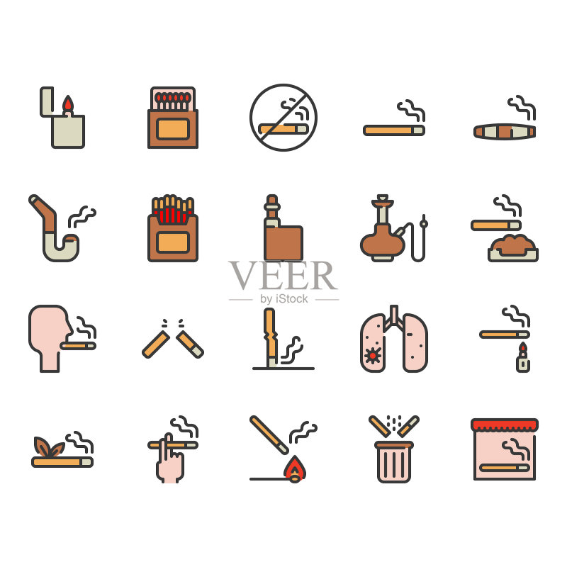 吸烟与烟草图标合集图标素材