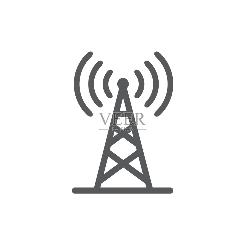 白色背景上的天线线条图标图标素材
