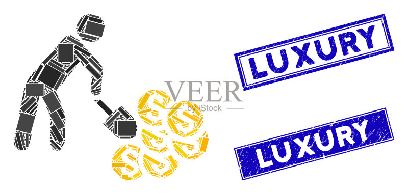 资金开采马赛克和刮擦矩形奢侈品图标素材
