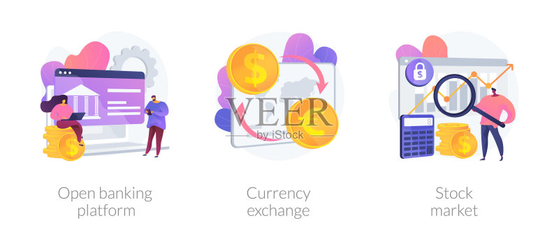 金融系统概念隐喻图标素材