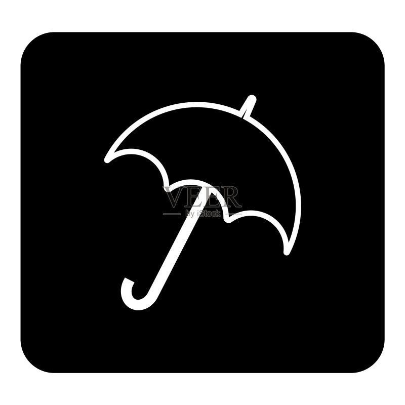 黑色背景上的白色雨伞图标图标素材