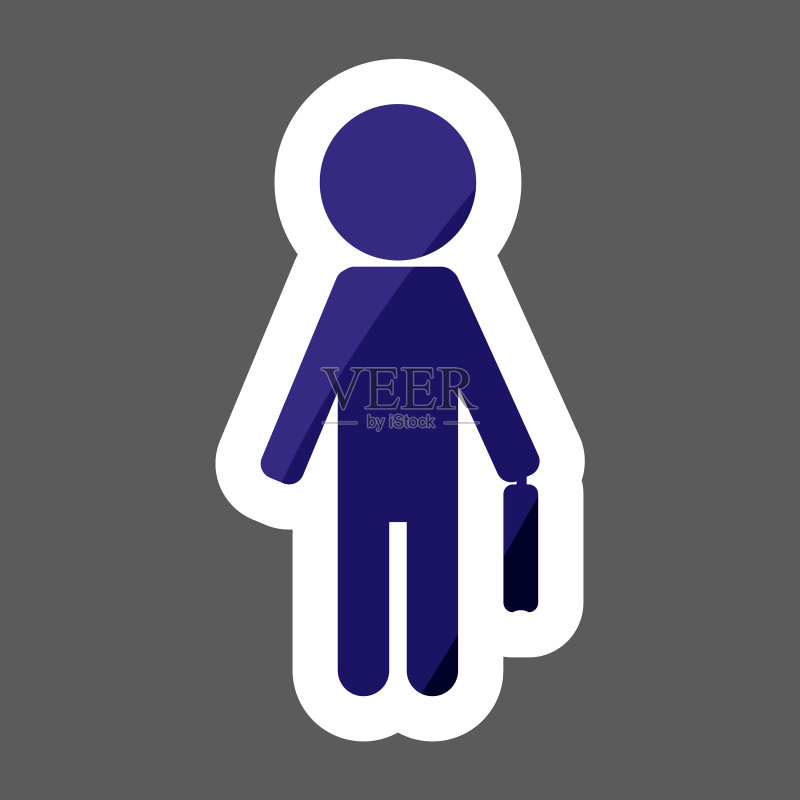 彩色贴纸:带包的商务男人图标素材