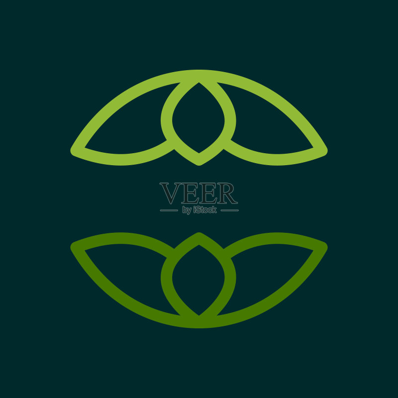 绿色生态线条圆形Logo图标素材