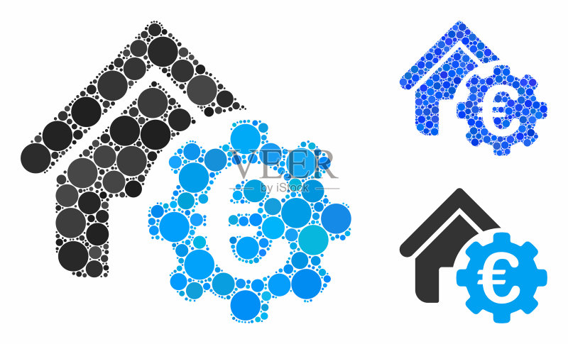 欧元建筑支付齿轮马赛克图标图标素材