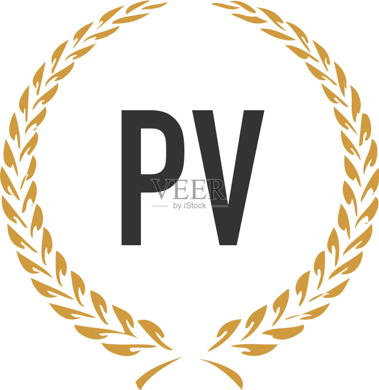 PV字母小麦奢华简约Logo图标素材