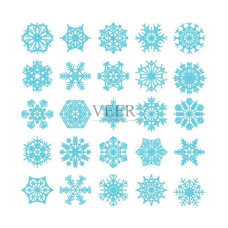 蓝色雪花冬季图标合集图标素材