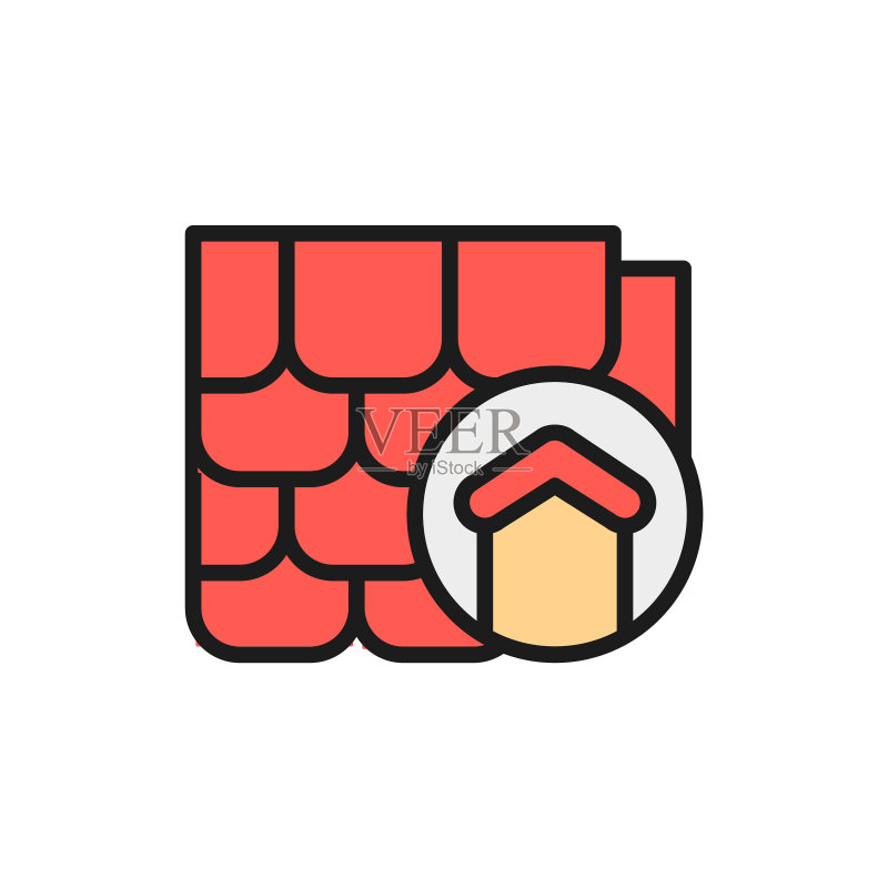 屋顶维修施工图标素材