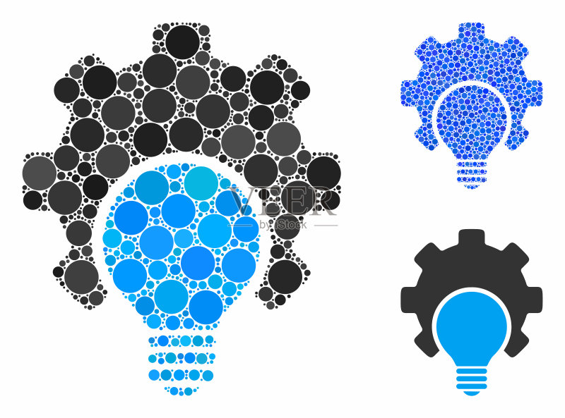 灯泡配置齿轮组合圆形图标图标素材