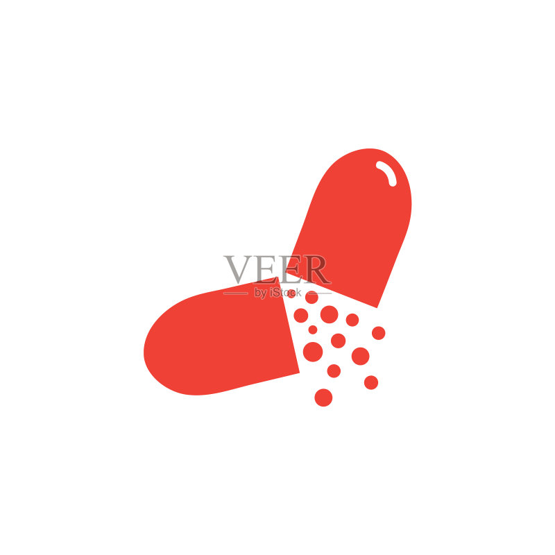白色背景上的红色胶囊图标红色扁平风格图标素材