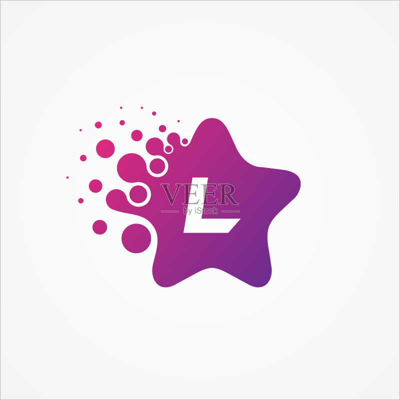 科技符号字母L的像素星形设计图标素材