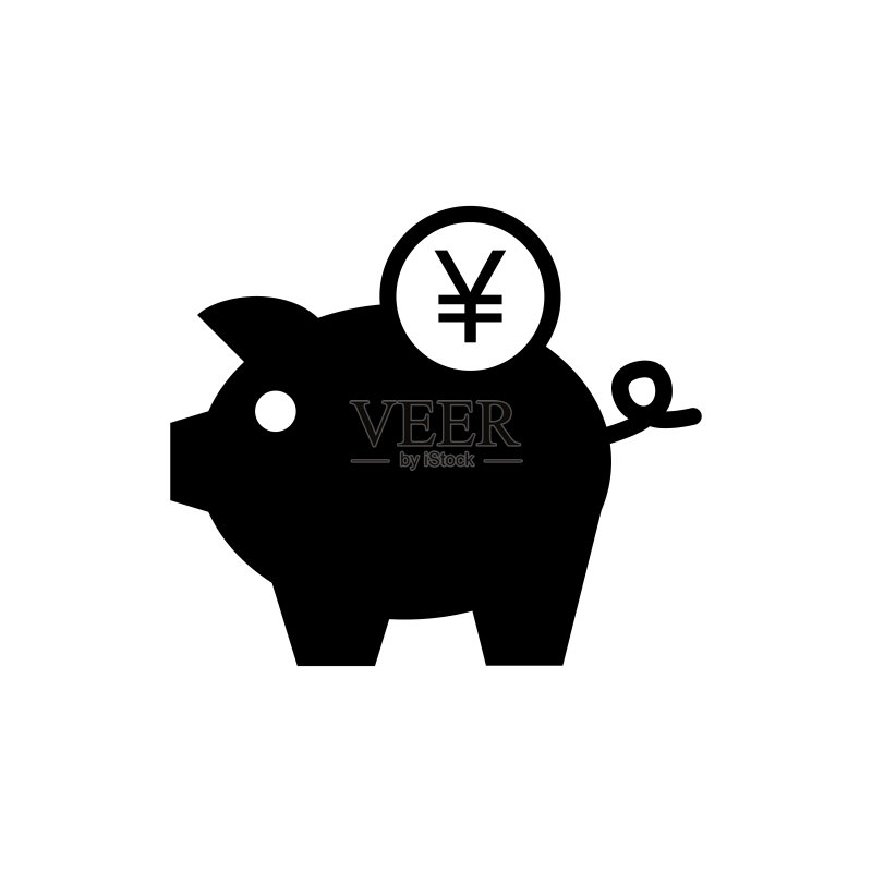 小猪储蓄罐图标矢量模板设计图标素材