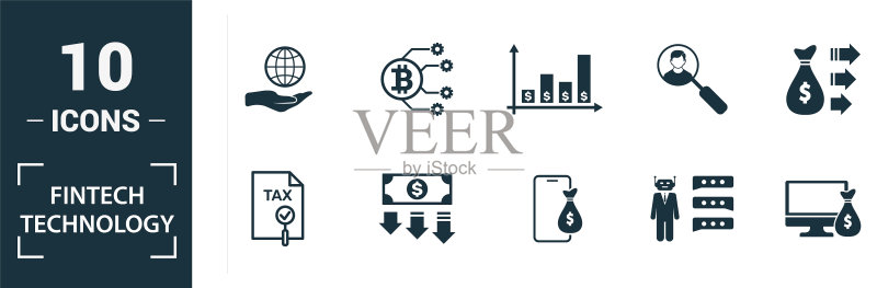 金融科技图标集创意图标素材