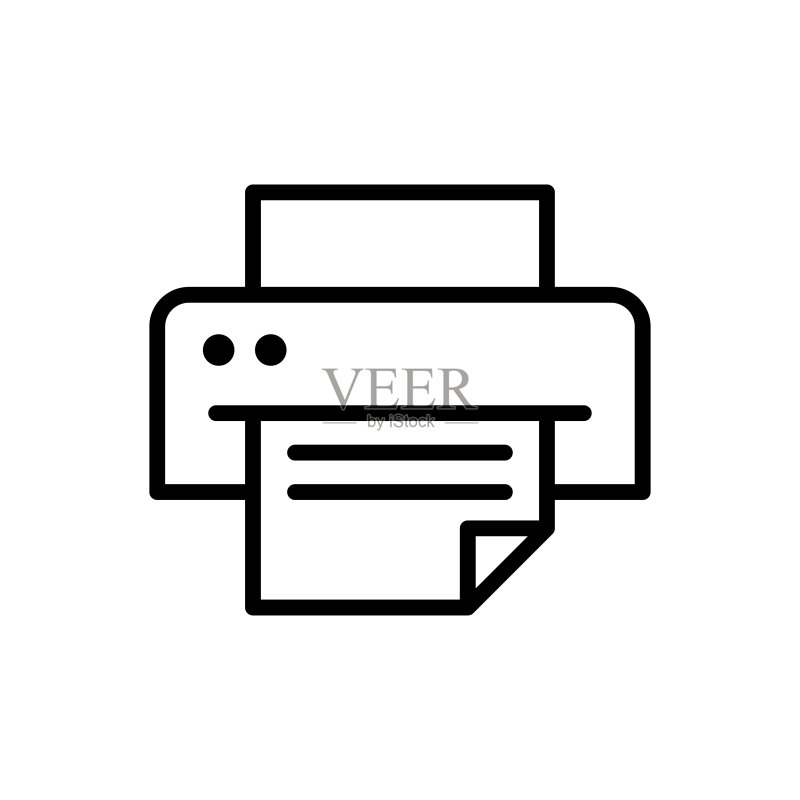 时尚的扁平化印刷机图标矢量模板设计图标素材
