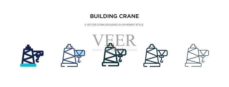 不同样式的建筑起重机图标图标素材