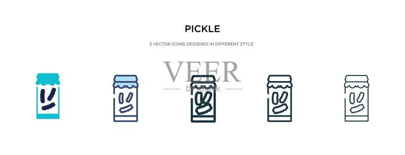 不同风格的双色腌黄瓜图标图标素材