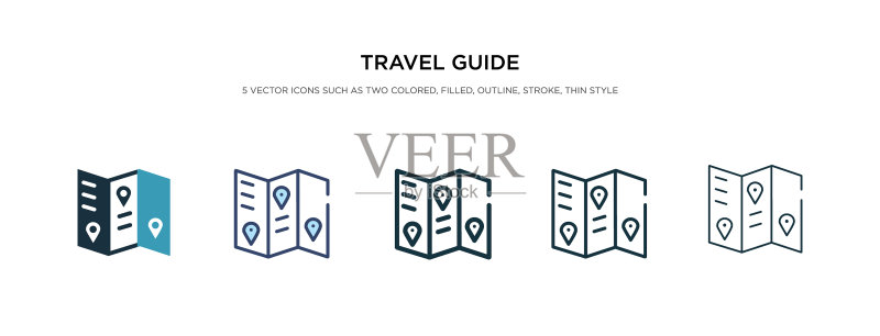 不同风格的双色旅行指南图标图标素材