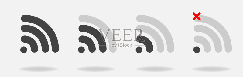 具有不同信号接收的Wi-Fi图标素材图标素材