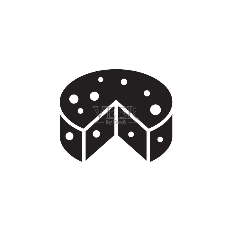 扁平字形黑色奶酪轮图标Logo元素图标素材